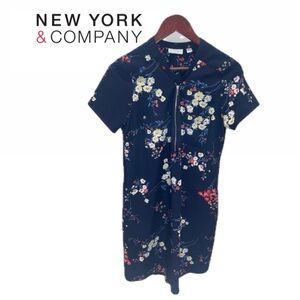 New York & Company Navy Floral Midi Dress